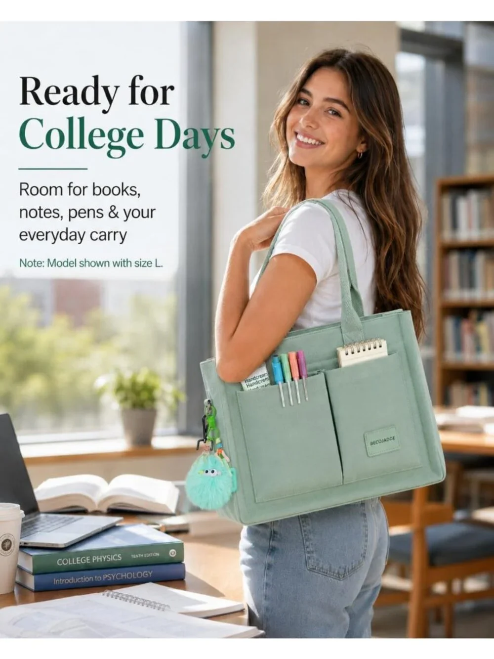 Stylish Multi-Compartment Canvas Tote Bag for Women - Perfect for Work & Travel